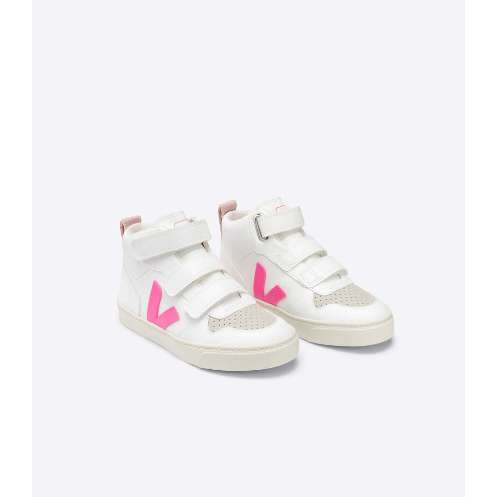 Veja V-10 MID CWL Kids' Shoes White/Pink | CA 798XYU